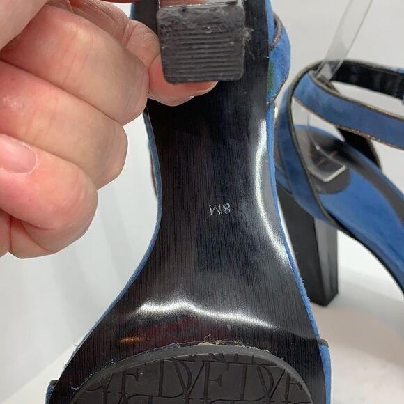 Diane Von Furstenberg blue Suede heel ankle strap sandals - Picture 7 of 11